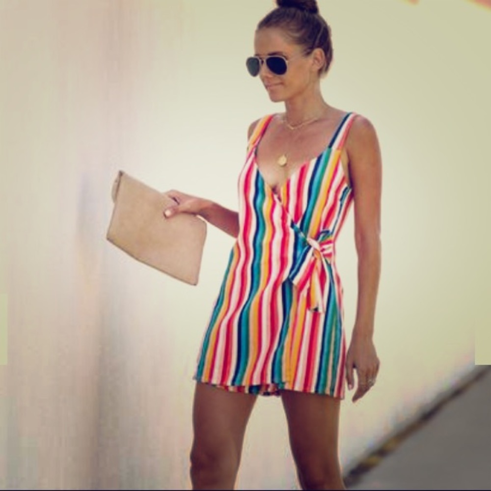 Lelis rainbow linen romper